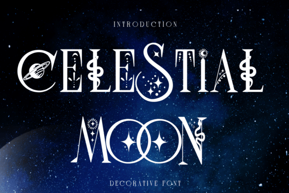 Celestial Moon: A Decorative Font for Whimsical and Creative Projects